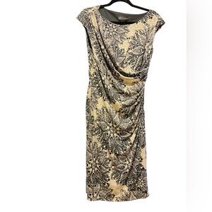 Connected Apparel One Shoulder Black and Cream Dress